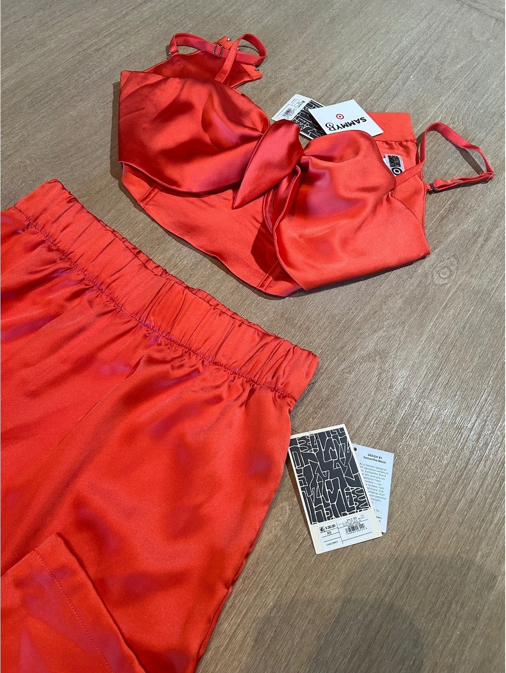 Sammy B Target Black History Month Orange Bow Top & Wide Leg Pants Set NWT XS